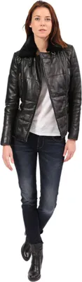 Produktbild von Blaue Wellford Louison Damen Lederjacke schwarz Leder isoliert M