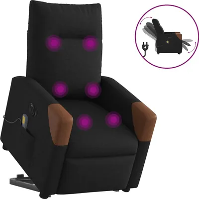 Image de Fauteuil inclinable de massage électrique Noir Tissu