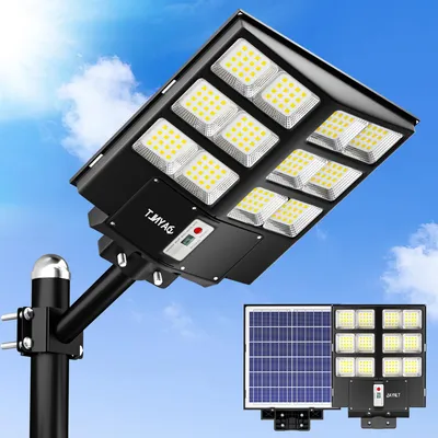 2000W Solar-Straßenleuchte, 6500K, IP67, Bewegungsmelder, Parkplatz