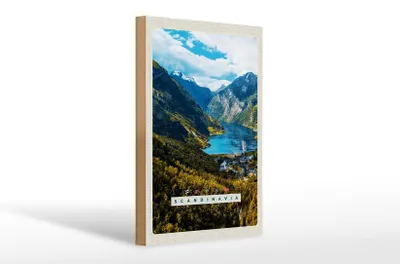 Produktbild von Holzschild Reise 20x30cm Skandinavien Natur Meer Schiff