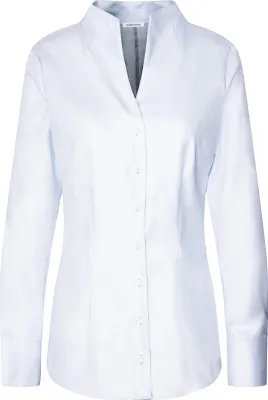 Produktbild von Seidensticker CITY-BLUSE Damen Langarm Kelch Slim-Fit Hellblau 48