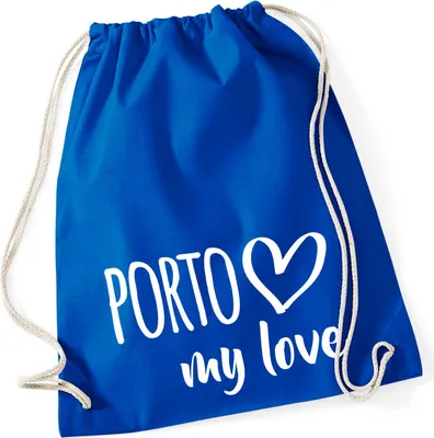 Produktbild von Huuraa Turnbeutel Porto my love 12 Liter Bright Royal Baumwolle Rucksack Geschenkidee