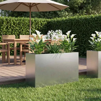 Produktbild von Garten-Pflanzgefäß Silber 80 x 30 x 40 cm Verzinkter Stahl