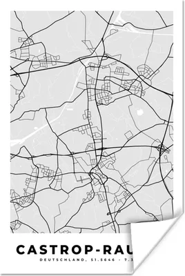 Produktbild von MuchoWow® Poster Stadtplan - Deutschland - Karte - Castrop-Rauxel - Karte 120x180 cm - Kunstposter