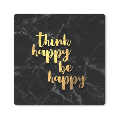 Produktbild von MuchoWow® Mauspad Mousepad Zitat - Glücklich - Gold - Marmor 20x20 cm - Mousepads - Maus Mat - Pad - Mausunterlage - Desk Mat - Bureauartikeln