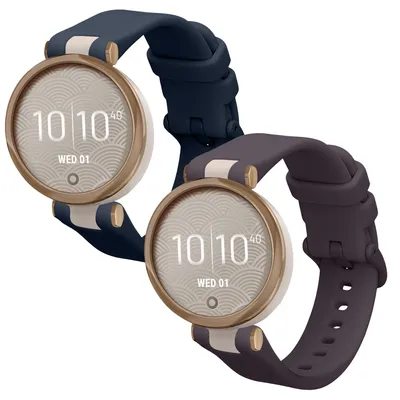 Produktbild von kwmobile 2x Uhrenarmband für Garmin Lily Sport Armband - Fitnesstracker Band Set aus TPU Silikon - Ersatzarmband Smartwatch - Dunkelblau Lavendel