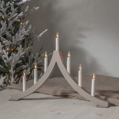 Productafbeelding van Star Trading 645-12, Sfeervolle decoratieve figuur, Beige, IP20, Wit, 7 lampjes, E10