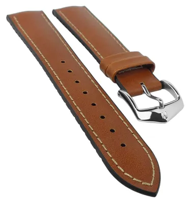 Produktbild von HIRSCH Performance L | Uhrenarmband Leder/Kautschuk Goldbraun 30998S, Stegbreite:22mm, Länge:N - Normal