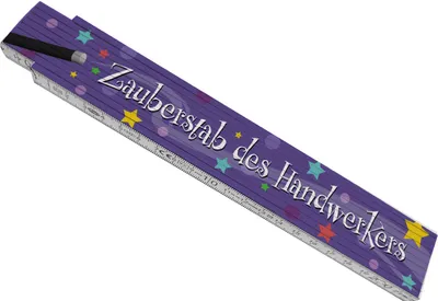 Produktbild von Zauberei Meterstab aus Holz mit Spruch Zauberstab des Handwerkers