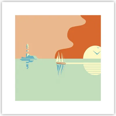 Produktbild von Poster - Poster ohne Rahmen - Sonne Segelschiff Laterne - 30x30 cm - Wand Bild - Wanddeko - Wandbilder - Kunstposter - Wandposter - Bilder - Kunstdruck - Wanddekoration - Wandbild - P2XAC30x30-4888