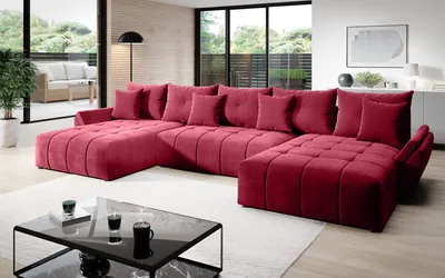 Produktbild von Modernes BASTO U 380x190 Ecksofa mit Schlaffunktion, Bettkasten, Federn, Monolith Premium Stoff