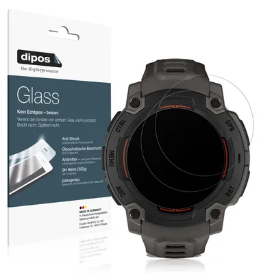Produktbild von 2x Schutzfolie für Garmin Instinct E 45mm matt - Anti-Shock 9H Folie dipos Glass Kunststoffglas