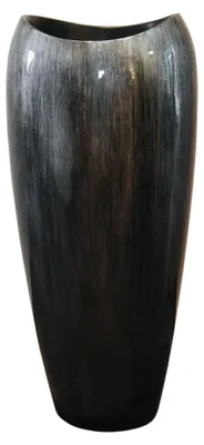 Produktbild von VIVANNO Pflanzkübel Fiberglas DELUXE Rund, Nachtsilber hochglanz mit Muster - 37x81 cm