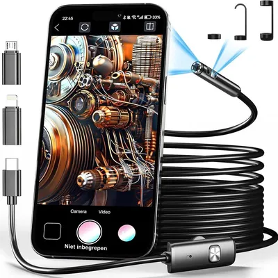 Produktbild von HD Endoskopkamera 1920P – 5M Inspektionskamera mit 8 LED, IP68, für Android & iOS
