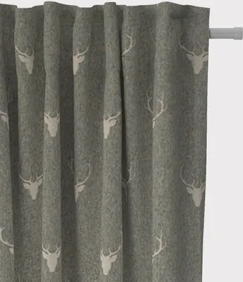Produktbild von SCHÖNER LEBEN. Vorhang Jacquard Hirschkopf mit Geweih grün beige Aufhängung Smok-Schlaufenband