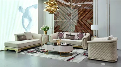 Immagine prodotto di Lusso hotel mobili divano set imbottito mobili soggiorno in pelle set