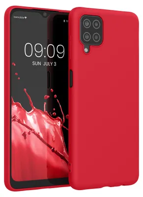 Produktbild von kwmobile Hülle für Samsung Galaxy A12 TPU Case - Handyhülle unterstützt kabelloses Laden, flexible Schutzhülle, gummiertes Cover in Klassisch Rot
