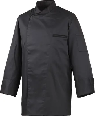 Produktbild von Koch-Jacke, langarm, Uni, mit Druckknöpfen, schwarz, Größe L : 65% Polyester 35%Baumwolle 220 g/m² : schwarz : L