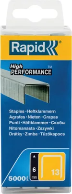 Produktbild von Rapid 40303079, Klammerpack, 6 mm, 5000 Heftklammern, Befestigung, Metallisch, R13, R23, R30, R33, R83 ALU610, ALU913, R19, Eco Tacker, M10Y