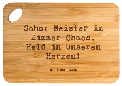 Produktbild von Mr. & Mrs. Panda Frühstücksbrettchen Spruch Sohn Chaosheld - Transparent - Geschenk, Frühstücksbrett, Holzbrettchen, Familie, Erziehung, Geburtstage, Brett, Eltern, Stolz