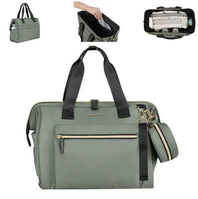 Immagine prodotto di Borsa fasciatoio Kikkaboo Maxi con fasciatoio, piccola borsa, chiusura a zip verde chiaro