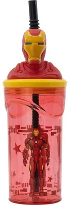 Immagine prodotto di Tazza in plastica 3D a forma di personaggio dei cartoni animati, riutilizzabile, priva di BPA, capacità 360 ml (Iron Man (1))