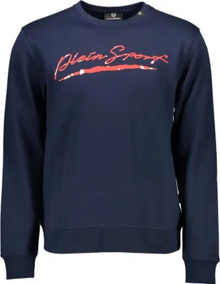Produktbild von Stilvolles Herren Langarmshirt in Blau mit Logo-Druck und Rundhals