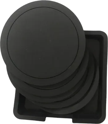 Produktbild von Untersetzer, rutschfeste Getränkeuntersetzer, 6er-Set, schwarze runde Tassenunterlagen aus Silikon, Untersetzermatten für Bar, Kaffee, Getränke zu Hause und im Freien (schwarz)
