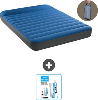 Produktbild von Intex Airbed - Doppelbett - 137 x 191 x 22 cm - Blau - Inklusive Pumpe - Reperaturset