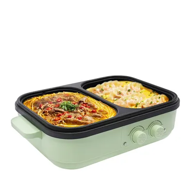 Zdjęcie produktu dla Elektryczny gorący garnek z grillem, elektryczny garnek do gotowania 2 w 1, grill elektryczny dla 2-6 osób Posiłki rodzinne