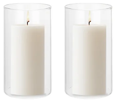 Imagen del producto de Juego de 2 candelabros de vidrio transparente para decoración de mesas