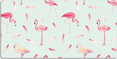 Produktbild von Schreibtischmatte Tischunterlage 90x45 cm Mauspad - Flamingos und Federn