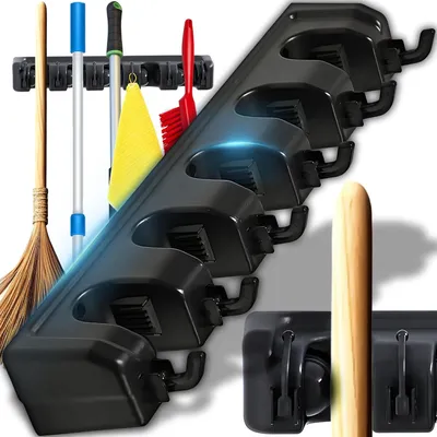 Produktbild von Besenhalterung Wand Halter Besen Mop Halter 6 Haken Besenhalter Ger?tehalter Wandhalterung Wandhalterung Zuhause Garage Kš¹che Badezimmer Garten Retoo