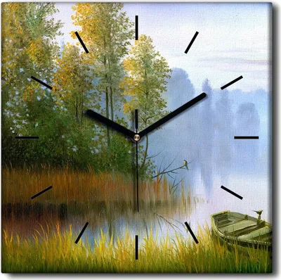 Produktbild von Coloray Uhr auf Leinwand 30x30 cm Wand Uhr Dekoration Wohnzimmer Segeltuch schwarze Hände -Wasserschiffküste.