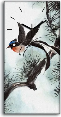 Produktbild von Dekor Leinwand Uhr Wandbilder Geräuschlos 30x60 Gemälde Tier Vogel Zweig Kunst - schwarze Hände