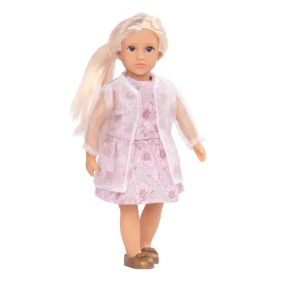 Zdjęcie produktu dla Lori Perla, lalka modowa o wysokości 15 cm, w komplecie z kurtką, sukienką i butami