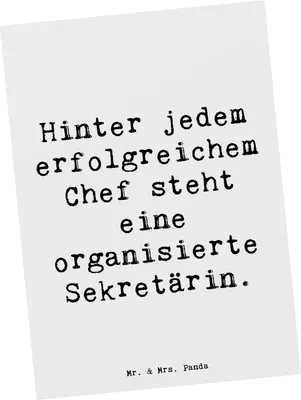 Produktbild von Mr. & Mrs. Panda Postkarte Spruch Sekretärin Erfolg - Weiß - Geschenk, Berufsprodukte, Beruf, Berufspassion, Termine, Ansichtskarten, Fotokarte, Geschenke mit Herz