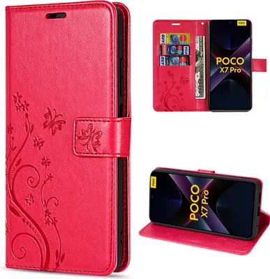 Produktbild von Hülle für Poco X7 Pro 5G Handy Tasche Handyhülle Wallet Case Flip Cover in Rot