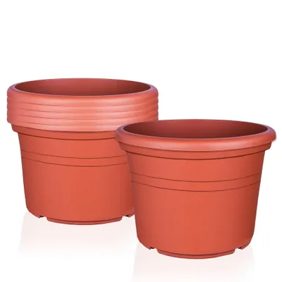 Produktbild von BigDean 6X Blumentopf Ø 40 cm Farbe Terrakotta Kunststoff Pflanztopf Containertopf Übertopf Pflanzkübel rund 40 x 28 cm