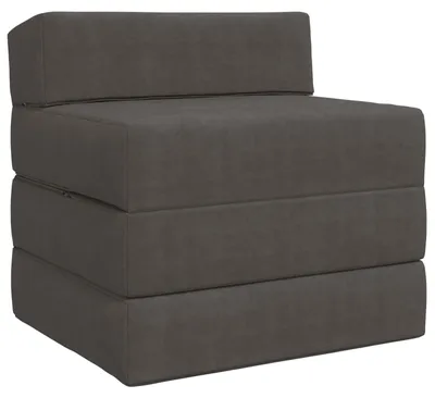 Image de Canapé-lit pliant vidaXL, gris foncé, 200 x 70 x 15 cm, velours côtelé