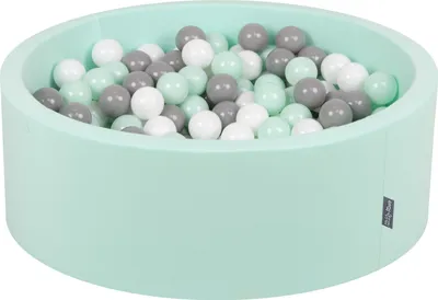 Obrázek produktu pro KiddyMoon 90x30cm/300 míčků ∅ 7cm Kulatý Suchý Bazén s míčky Certifikováno vyrobeno v EU, Mátová: Bílá/Šedá/Mátová