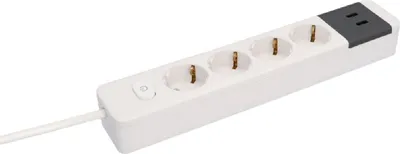 Produktbild von UNITEC Steckdosenleiste 4 fach 2x USB mit Schalter weiß/anthrazit 1,4m
