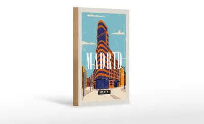 Produktbild von Holzschild Reise 12x18 cm Madrid Spain Reiseziel Dekoration