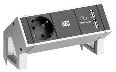 Immagine prodotto di BACHMANN DESK2 1x contatto di terra 1x caricatore USB Inox