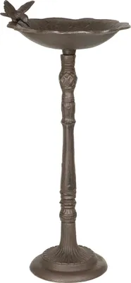 Produktbild von Moritz Vogeltränke Gusseisen 54 cm hoch Braun massiv Wildvogeltränke für Garten Vogelbad mit Ständer antikes Design