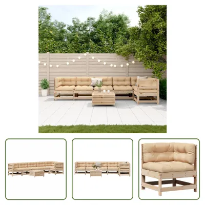 Produktbild von The Living Store 7-tlg. Garten-Lounge-Set mit Kissen Massivholz Kiefer