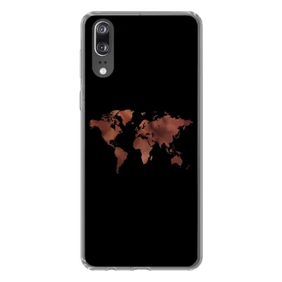 Produktbild von MuchoWow® Handyhülle Schutzhülle Hülle für Huawei P20 Weltkarte - Leder - Schwarz Silikon Softcase Handy Hülle - Hardcover