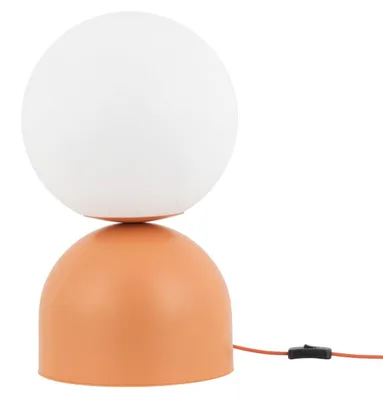 Produktbild von Tischlampe Metall Glas D: 30 cm 52 cm Orange Weiß E27 rund Kugelschirm Modern Nachttischleuchte