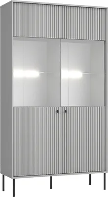 Produktbild von Vitrine in grau mit gerillter Front IPSWICH-166