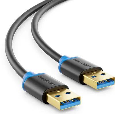Produktbild von deleyCON 1,5m USB 3.0 Super Speed Kabel - USB A-Stecker zu USB A-Stecker - Übertragungsraten bis zu 5Gbit/s - Schwarz/Blau